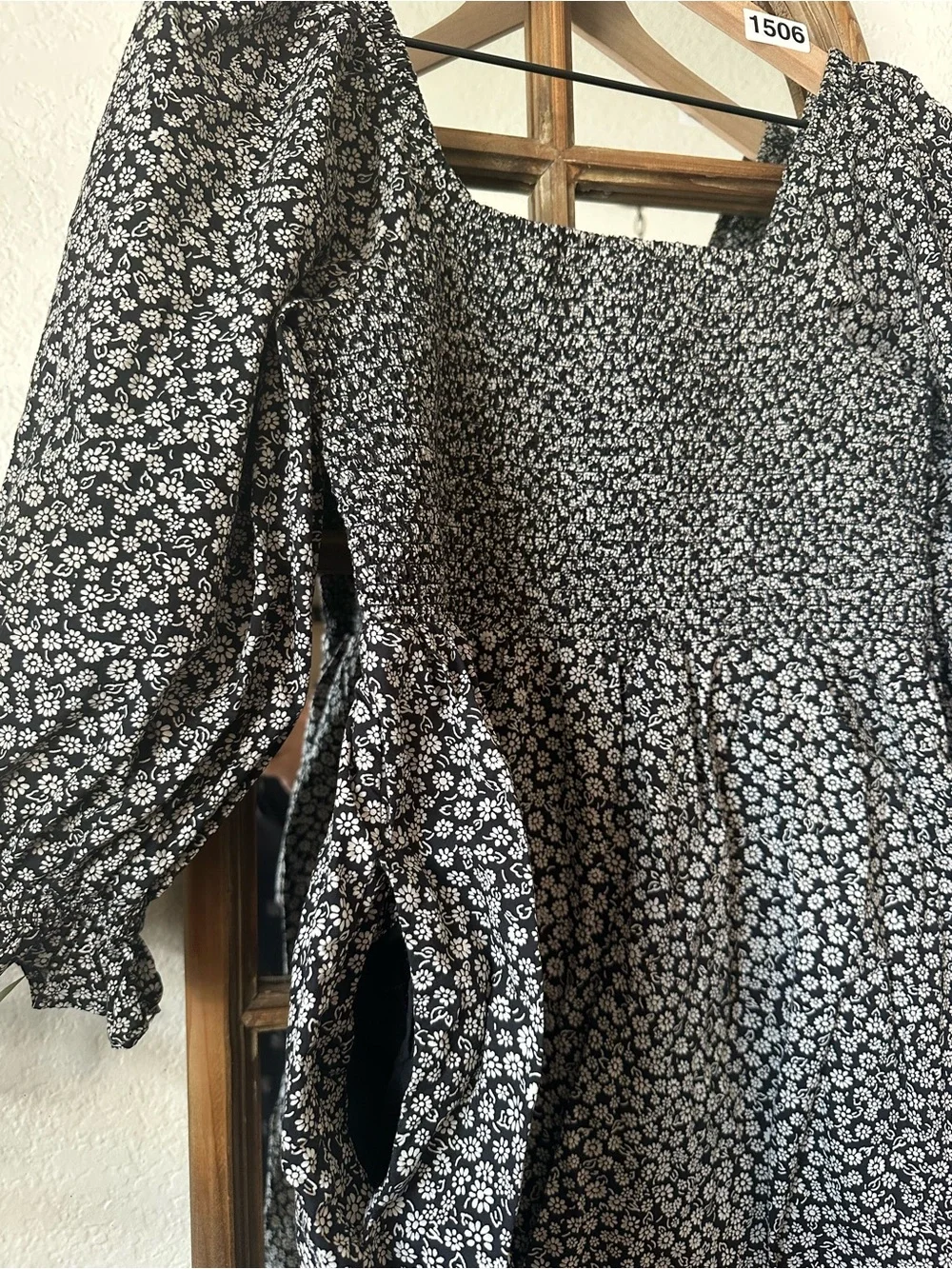 Madewell Floral Smocked Mini Dress Small Cottagecore Puff Sleeve 100% Cotton